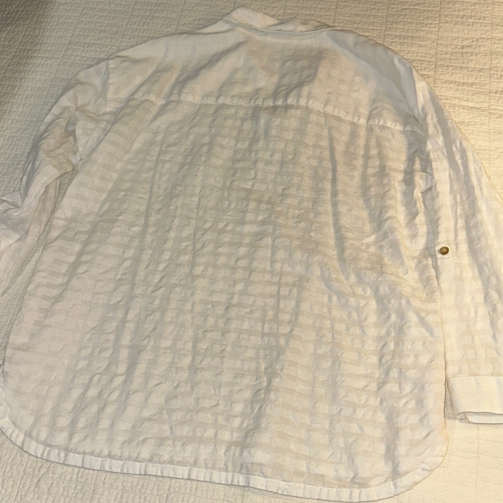 J. Jill Medium white tunic long sleeve collared shirt EUC Cotton Natural Fibers - Picture 7 of 7